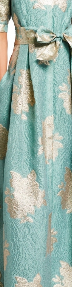 Teri Jon Spring 2021 Sage/mint green and gold gown